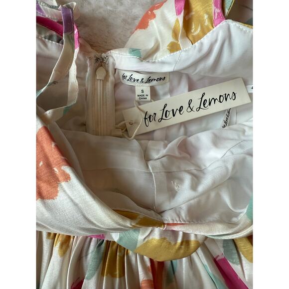 For Love & Lemons NWT Johannes Floral Mini Dress In Pastel Multicolor size Small - Picture 6 of 11